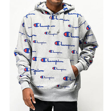 Champion Life Mens Pullover Hoodie, All Over Logo