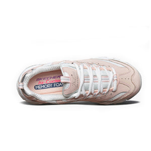 Skechers Women's D'Lites Memory Foam Lace-up Sneaker Pink White