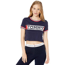 TOMMY HILFIGER WOMENS TOMMY LOUNGE CROP TEE - PEACOAT